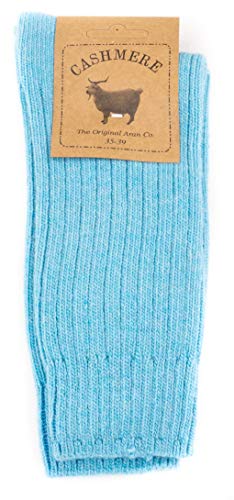 Womens Fine Cashmere and Merino Wool Super Soft and Warm Winter Fluffy Mid-Calf Socks (Blue) von WEST COAST KNITWEAR