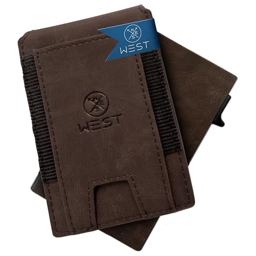 WEST® SMART Wallet Herren und Magnetverschluss - kreditkartenetui Herren für 10-12 Karten - Schiebemechanismus Design - Geldbörse für scheine und Karten von WEST