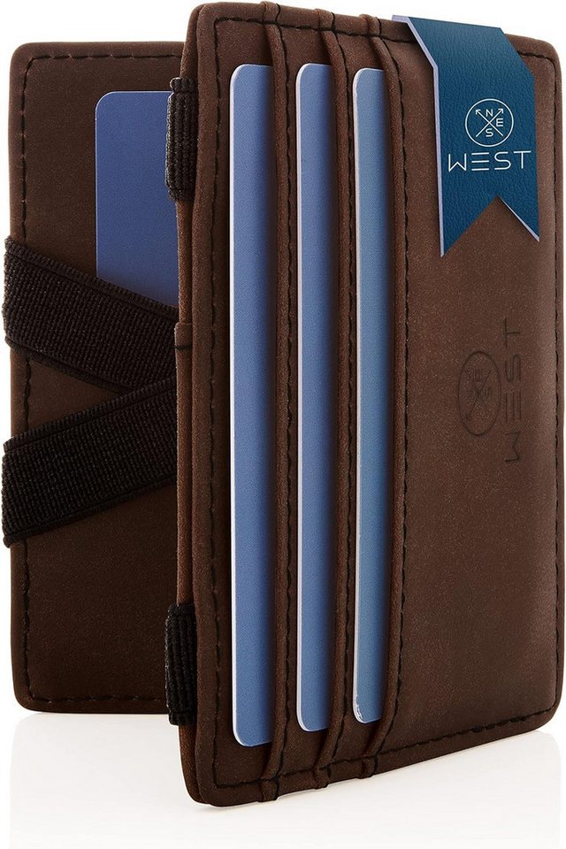 WEST Geldbörse - Magic Wallet mit Münzfach + Geschenkverpackung (magische Geldbörse kompakt & klein - Trick Geldbörse, extra Starke Geldbänder - dünne Geldbörse mit Münzfach), RFID Schutz von WEST