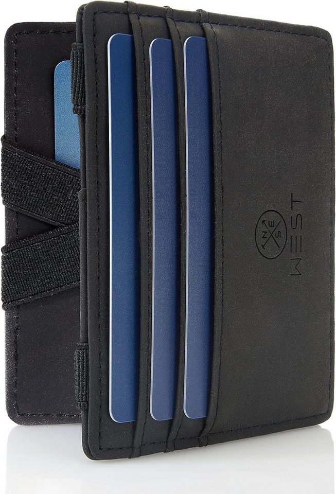 WEST Geldbörse - Magic Wallet mit Münzfach + Geschenkverpackung (magische Geldbörse kompakt & klein - Trick Geldbörse, extra Starke Geldbänder - dünne Geldbörse mit Münzfach), RFID Schutz von WEST