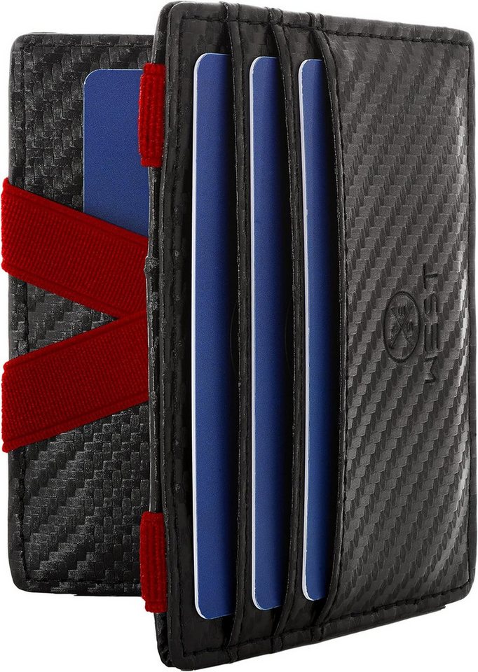 WEST Geldbörse - Magic Wallet mit Münzfach + Geschenkverpackung (magische Geldbörse kompakt & klein - Trick Geldbörse, extra Starke Geldbänder - dünne Geldbörse mit Münzfach), RFID Schutz von WEST