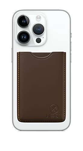 WEST Wallet mit Mag Safe für iPhone Apple MagSafe Wallet Veganes Leder | Geldbörse Magsafe Handy Zubehör | Handy Kartenhalter | Mini Portemonnaie für 2/3 Karten | Kartenetui Herren & Damen | Braun von WEST