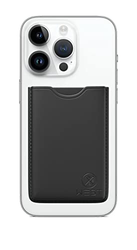 WEST Wallet mit Mag Safe für iPhone Apple MagSafe Wallet Veganes Leder | Geldbörse Magsafe Handy Zubehör | Handy Kartenhalter | Mini Portemonnaie für 2/3 Karten | Kartenetui Herren & Damen | Schwarz von WEST