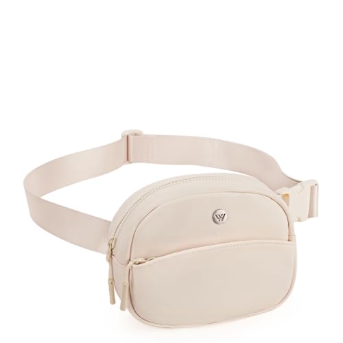 WESTBRONCO Bauchtaschen für Damen und Herren, Gürteltasche mit 4 Reißverschlusstaschen, modische Hüfttaschen, leichte Umhängetasche mit verstellbarem Riemen für Workout/Laufen/Wandern, B-beige, Small, von WESTBRONCO