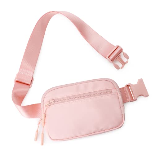WESTBRONCO Bauchtaschen für Damen und Herren, Gürteltasche mit 4 Reißverschlusstaschen, modische Hüfttaschen, leicht mit verstellbarem Riemen für Workout/Laufen/Wandern, Pink, Kleid von WESTBRONCO