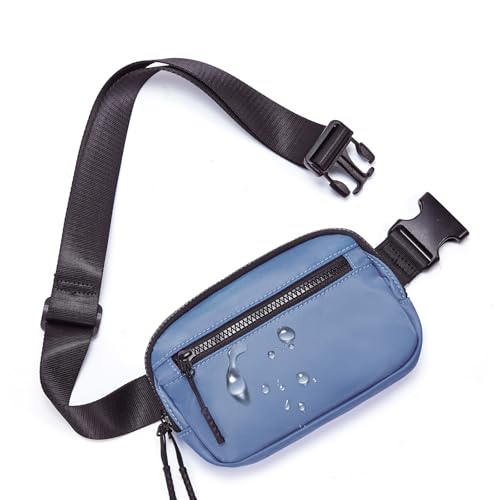 WESTBRONCO Bauchtaschen für Damen und Herren, Gürteltasche mit 4 Reißverschlusstaschen, modische Hüfttaschen, leichte Crossbody-Taschen mit verstellbarem Riemen für Workout/Laufen/Wandern, A-blau, von WESTBRONCO