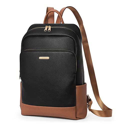 WESTBRONCO Leder-Rucksack für Damen, 15,6 Zoll (39,6 cm) Laptop für Schule, Arbeit und Reiserucksack, Schwarz, (L) 30 cm x (B) 13 cm x (H) 43,5 cm von WESTBRONCO