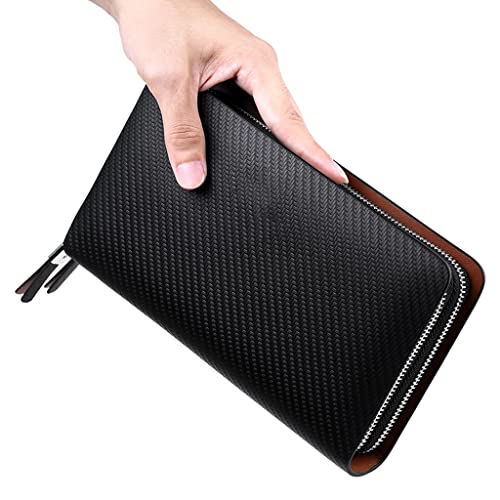 WESTCH Herren-Geldbörse, Business, große Kapazität, Clutch-Bag, Clutch-Geldbörse, Doppelreißverschluss, Handtasche, Lange Herren-Geldbörse (Farbe: B, Größe: 19 x 9,5 cm) von WESTCH