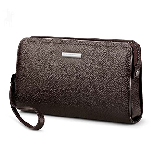 WESTCH Herren-Geldbörse, echtes Leder, Münzfach, Langer Reißverschluss, Geldbörse für Herren, Clutch, Business-Geldbörse für Herren, große Herren-Geldbörsen (Farbe: B, Größe: Einheitsgröße) von WESTCH