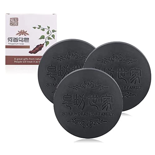 Black & Thick Hair Fallopia Multiflora Shampoo Bar, Anti-haarausfall Shampoo-Bar, Haar Verdunkelungs Festes Shampoo-Stück, Organisches Polygonum Multiflorum Soap für Männer und Frauen (3PCS) von WESTCITY