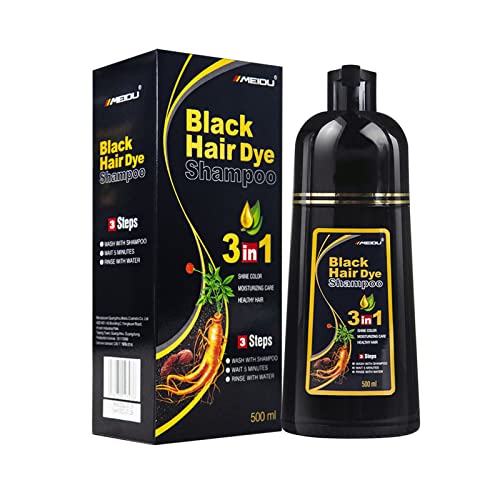 Instant Black Hair Shampoo, 3 in 1 Schwarzes Haarfärbemittel, Natürlicher Haarfärbeshampoo, 100% Grauhaarabdeckung, Haar Färbemittel Shampoo für Männer & Frauen (Schwarz) von WESTCITY