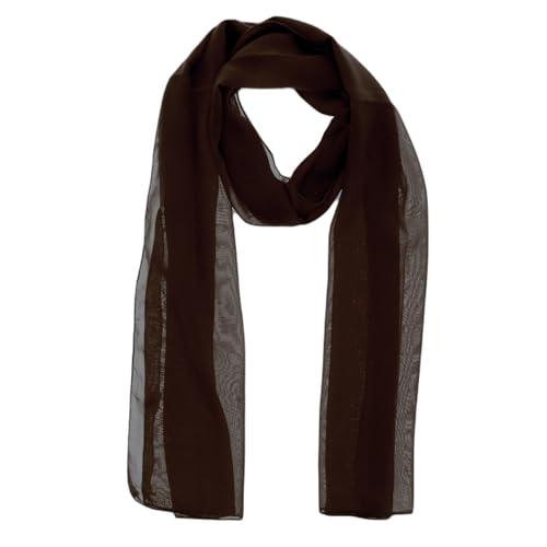 WESTEND CHOICE Damen Chiffon Schals Frauen Plain Hals Schal Weiche Headwrap Mädchen Kopftuch Sheer Wrap frauen Schals & Wraps 150x45 cm, dunkelbraun, Einheitsgröße von WESTEND CHOICE