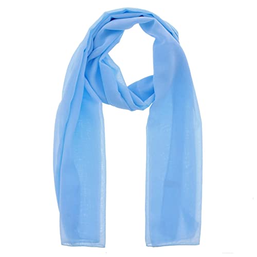 WESTEND CHOICE Damen Chiffon Schals Frauen Plain Hals Schal Weiche Headwrap Mädchen Kopftuch Sheer Wrap frauen Schals & Wraps 150x45 cm, hellblau, One size von WESTEND CHOICE