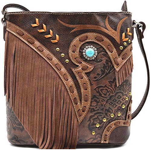 Western Cowgirl Fashion Style, Leder-Fransen-Crossbody-Handtasche, Frauentasche, Country, Alltag, Umhängetasche, #2 Kaffee, Einheitsgröße von WESTERN ORIGIN