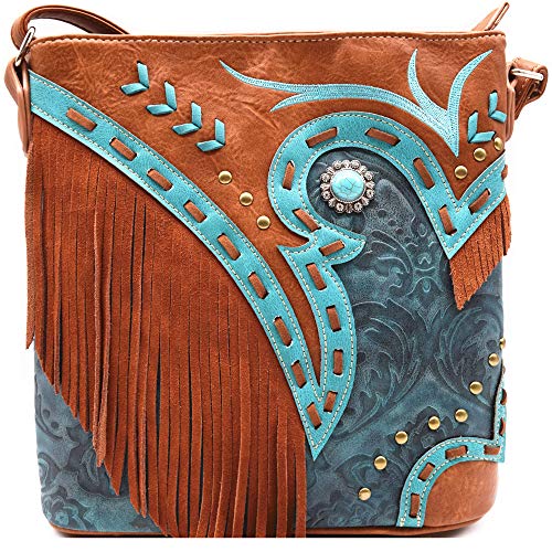 Western Cowgirl Style Fransen Cross Body Handtaschen versteckte Tragetasche, Landhausstil, 1 Schultertasche, (#2 Turquoise), Einheitsgröße von WESTERN ORIGIN