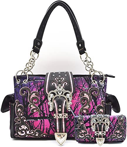 WESTERN ORIGIN - Damenhandtaschen mit Brieftasche im Western-Stil Damen, Violett (violett), Large von WESTERN ORIGIN