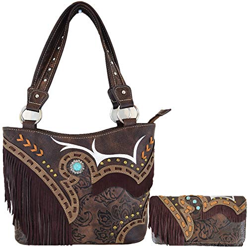 Western-Stil Fransen Leder versteckt Geldbörse Handtasche Damen Schultertasche Geldbörse Set, (Coffee Set), Large von WESTERN ORIGIN