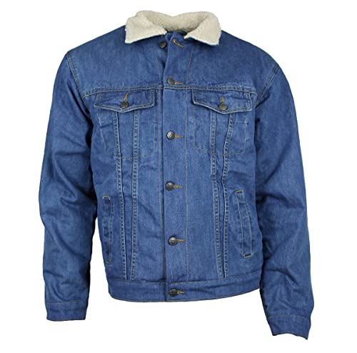 Jeansjacke gefüttert Herren Denim Jacke Blau mit Teddyfutter Wnterjacke Größe 4XL von WESTERN-SPEICHER