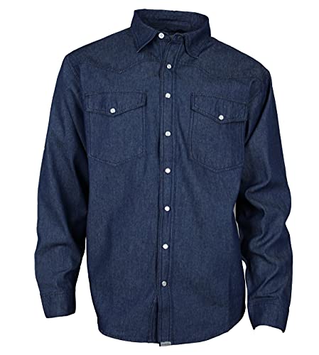 WESTERN-SPEICHER Freizeit Jeans Hemd Herren Baumwolle Blau Druckknöpfe Größe 4XL von WESTERN-SPEICHER