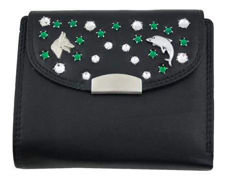 WESTERN-SPEICHER Geld Börse Portemonnaie Leder Strass Elements Bea176 von WESTERN-SPEICHER