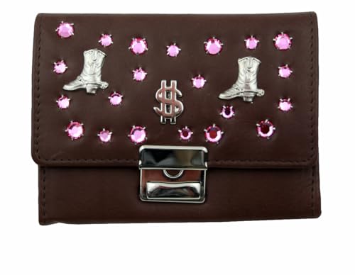 WESTERN-SPEICHER Geldbörse Leder Strass Kristall-Elements Braun BB180b von WESTERN-SPEICHER