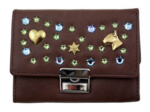 WESTERN-SPEICHER Geldbörse Leder Strass Kristall-Elements Braun BB183b von WESTERN-SPEICHER