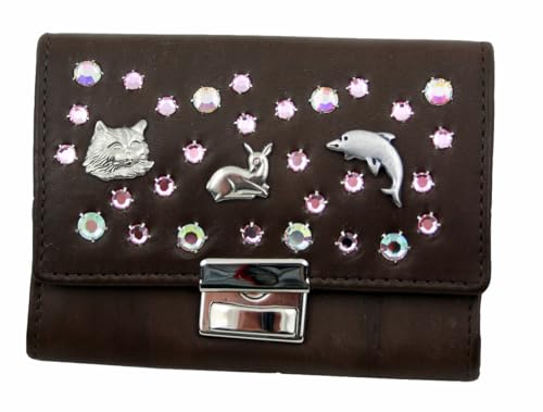 WESTERN-SPEICHER Geldbörse Leder Strass Kristall-Elements Braun BB186b von WESTERN-SPEICHER