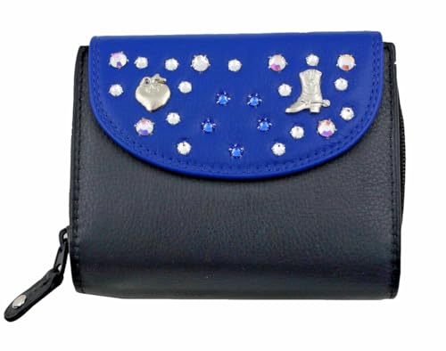 WESTERN-SPEICHER Geldbörse Portemonnaie Leder Strass Kristall Elements Klara 21B von WESTERN-SPEICHER