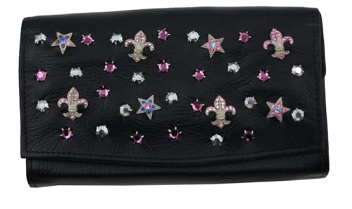 WESTERN-SPEICHER Große Geld Börse Portemonnaie Leder Strass Elements Lilli 211 von WESTERN-SPEICHER