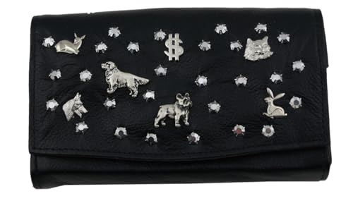 WESTERN-SPEICHER Große Geld Börse Portemonnaie Leder Strass Kristall Elements Lilli 217 von WESTERN-SPEICHER