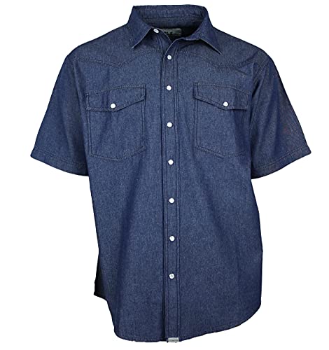 WESTERN-SPEICHER Jeanshemd Kurzarm mit Perlmuttknöpfen Baumwolle Blau Größe 3XL von WESTERN-SPEICHER