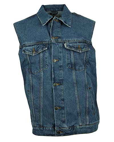 WESTERN-SPEICHER Jeansweste Herren Denim Biker Weste Kutte Basic blau Größe S von WESTERN-SPEICHER