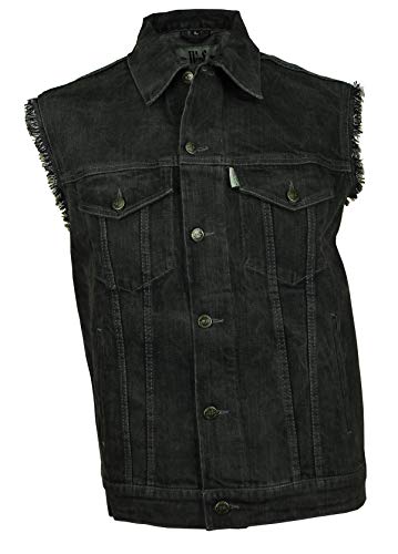 WESTERN-SPEICHER Jeansweste Herren Denim Biker Weste Kutte Fransen grau Größe 4XL von WESTERN-SPEICHER