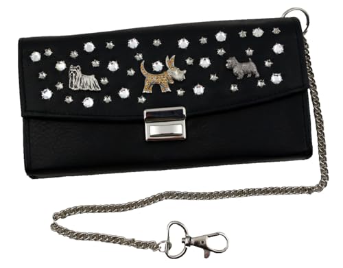 WESTERN-SPEICHER Kellnerbörse Portemonnaie Leder Strass Kristall Elements Schwarz Lea 171 von WESTERN-SPEICHER