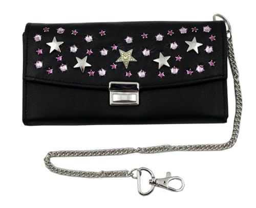 WESTERN-SPEICHER Kellnerbörse Portemonnaie Leder Strass Swarovski Elements Schwarz Lea 162 von WESTERN-SPEICHER