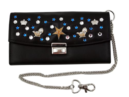 WESTERN-SPEICHER Kellnerbörse Portemonnaie Leder Strass Swarovski Elements Schwarz Lea 164 von WESTERN-SPEICHER