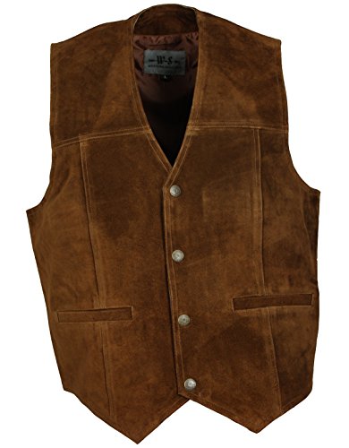 WESTERN-SPEICHER Lederweste Herren Biker Trucker Wildleder Weste Leder Kutte Braun Druckknöpfe Größe 4XL WESTERN-SPEICHER Lederweste Herren Biker Trucker Wildleder Weste Leder Kutte Braun Druckknöpfe Größe 4XL von WESTERN-SPEICHER