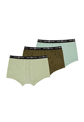 Jungen Bio-Baumwolle 3er-Pack Stretch Trunk Unterwäsche Multipack Set, Mint, Grün, Khaki, 158/164 cm von WESTMARK LONDON