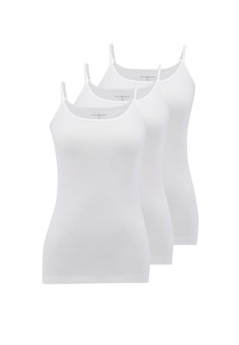 Unterhemden Damen Baumwolle Spaghetti Tops 3er Pack S Basic Tank Top Damen Weiß Feinripp mit Verstellbaren Trägern Camisole von WESTMARK LONDON