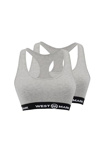 WESTMARK LONDON Damen Baumwolle 2er Pack Bralette-BH Grau (XS) Soft Bustier Ohne Bügel von WESTMARK LONDON
