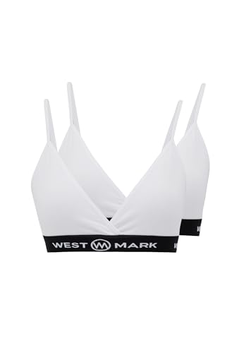WESTMARK LONDON Damen Baumwolle 2er Pack Triangle Bra Weiß (Gr. XL) Soft Triangle Bralette Ohne Bügel von WESTMARK LONDON
