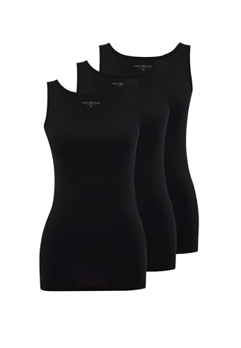 WESTMARK LONDON Damen Baumwolle 3er Pack Ärmellos Schwarz Feinripp Unterhemden Tops S, Basic Lang Tank Top Damen, 95% Cotton, 5% Elasthane von WESTMARK LONDON