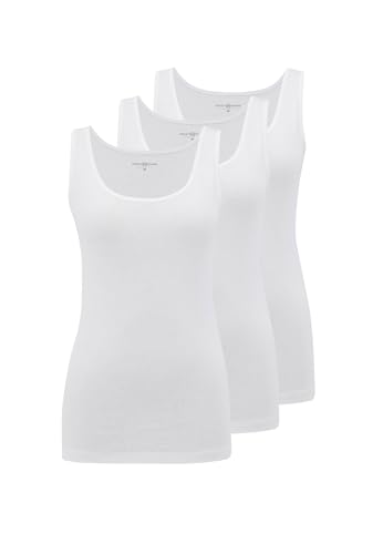 WESTMARK LONDON Damen Baumwolle 3er Pack Ärmellos Weiß Feinripp Unterhemden Tops M, Basic Lang Tank Top Damen, 95% Cotton, 5% Elasthane von WESTMARK LONDON