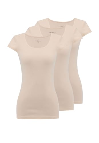 WESTMARK LONDON Damen Baumwolle 3er Pack Größe M - Halbarm Unterhemden Tops für Frauen in Beige Feinripp Lang Basic Tank Top Damen Unterhemden von WESTMARK LONDON