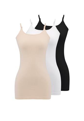 WESTMARK LONDON Unterhemden Damen Baumwolle Spaghetti Tops 3er Pack L Basic Tank Top Damen Schwarz, Weiß, Beige Feinripp mit Verstellbaren Trägern Camisole WESTMARK LONDON Unterhemden Damen Baumwolle Spaghetti Tops 3er Pack L Basic Tank Top Damen Schwarz, Weiß, Beige Feinripp mit Verstellbaren Trägern Camisole von WESTMARK LONDON