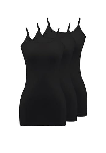 WESTMARK LONDON Unterhemden Damen Baumwolle Spaghetti Tops 3er Pack XL Basic Tank Top Damen Schwarz Feinripp mit Verstellbaren Trägern Camisole von WESTMARK LONDON