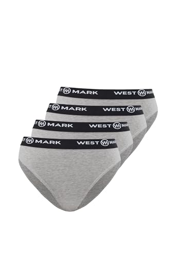 WESTMARK LONDON Unterhosen Damen Baumwolle 4X Paar - XL Slip Damen Unterwäsche für Frauen Grau Hipster mit elastischem Bund, Mehrpack Slips, Panties Set von WESTMARK LONDON