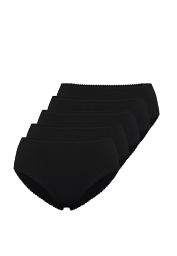 WESTMARK LONDON Unterhosen Damen Baumwolle Bequeme Slip Atmungsaktiv Damen Unterwäsche für Frauen 5er Pack Slips Taille Brazilian Feinripp mit Spitze Schwarz M Cotton Slips, Regular Fit Underwear von WESTMARK LONDON