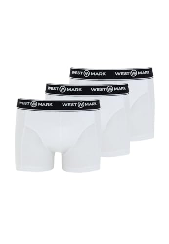WESTMARK LONDON Unterhosen Männer Baumwolle 3er Pack XL Boxershorts Herren Boxershorts in Weiß mit elastischem Bund von WESTMARK LONDON