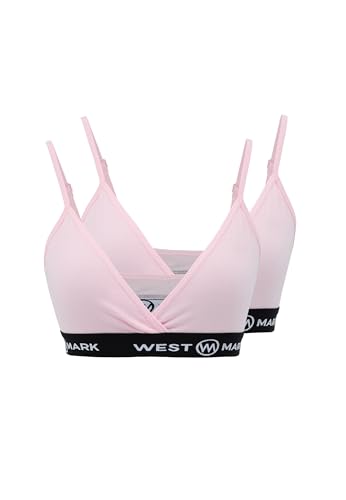 WESTMARK LONDON Unterwäsche Damen Baumwolle 2X Paar - M Rosa, Triangle Bralette Basic Set, Soft Damen BH Ohne Bügel, Bügelloser BHS für Frauen, Bequem und Weich Soft Bustier Bra von WESTMARK LONDON